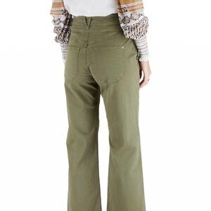 Veronica Beard Olive Green High-Rise Wide Leg Jeans